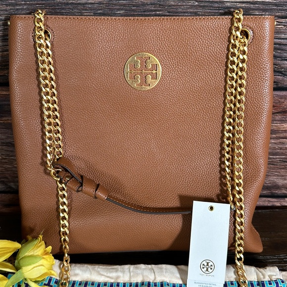 Tory Burch Everly Swingpack Leather Shoulder Crossbody Bag in light Umber - Picture 2 of 10